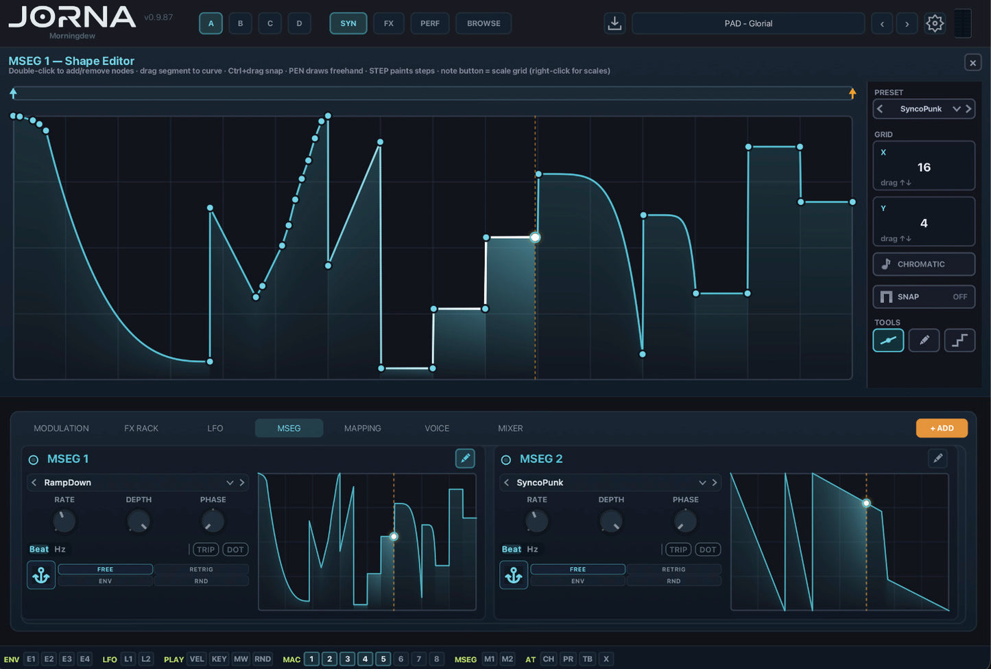 JORNA Multi Segment Envelope Generator, supporting Chromatic Scales!