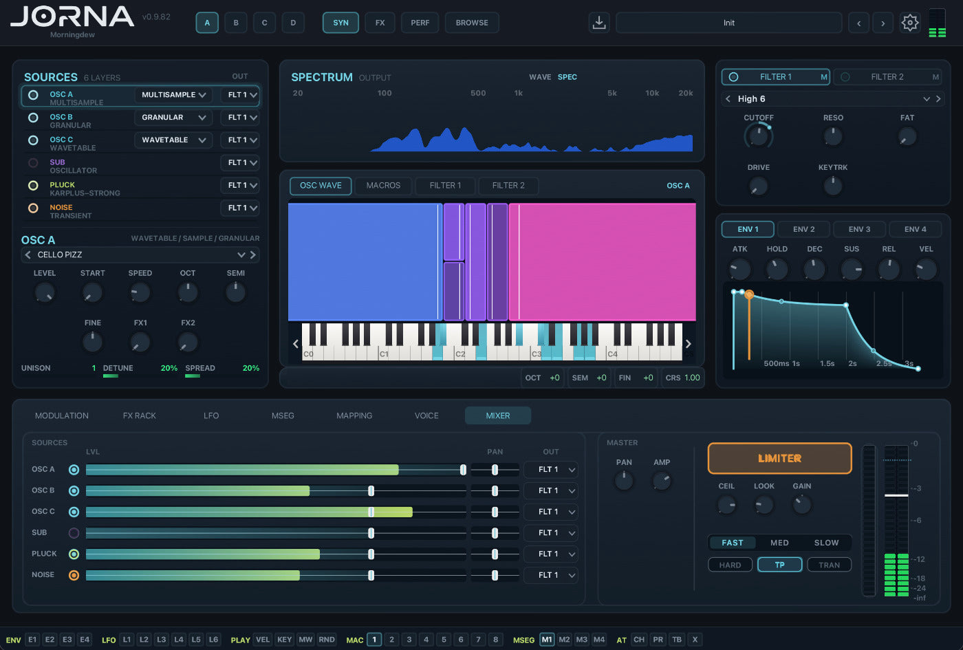 JORNA Synth editor with a multisample patch.