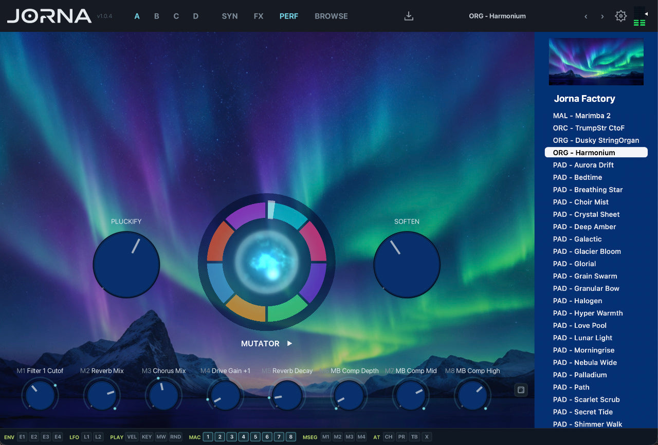 Jorna Performance page with powerful Mutator, Pluckify and Soften + 8 macros!